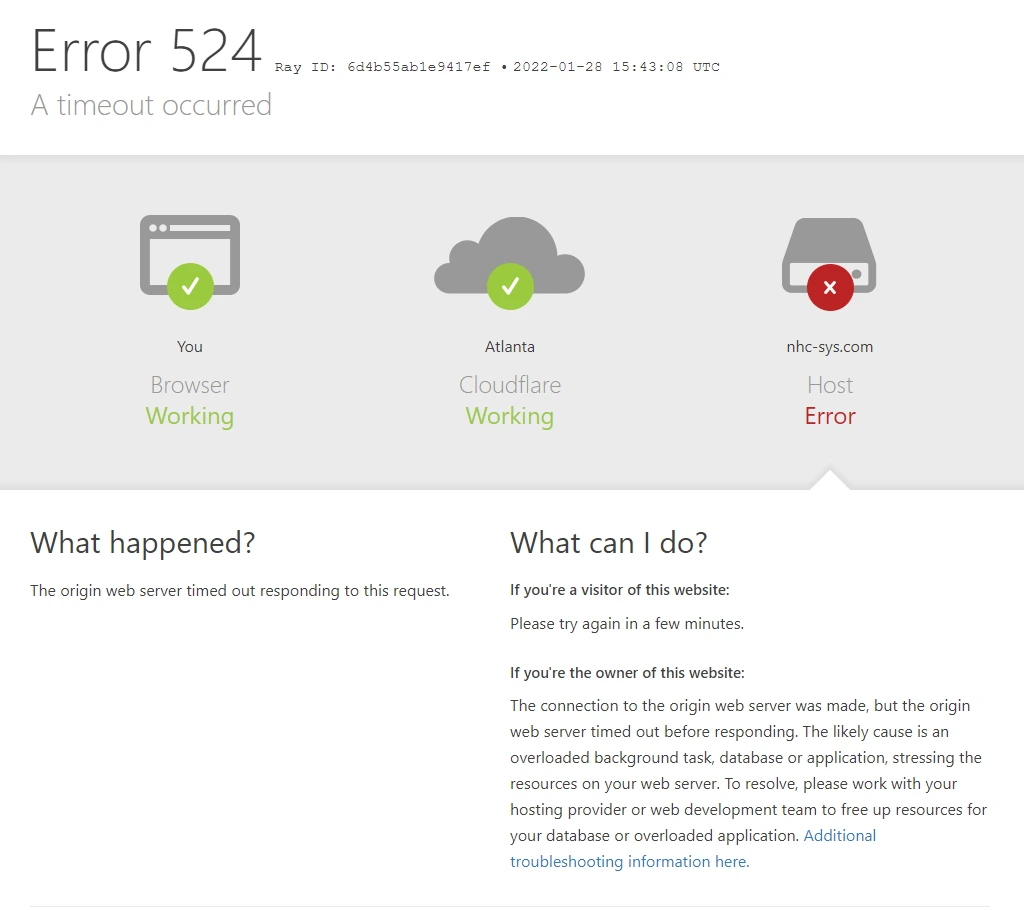 Lỗi timeout 524 của Cloudflare