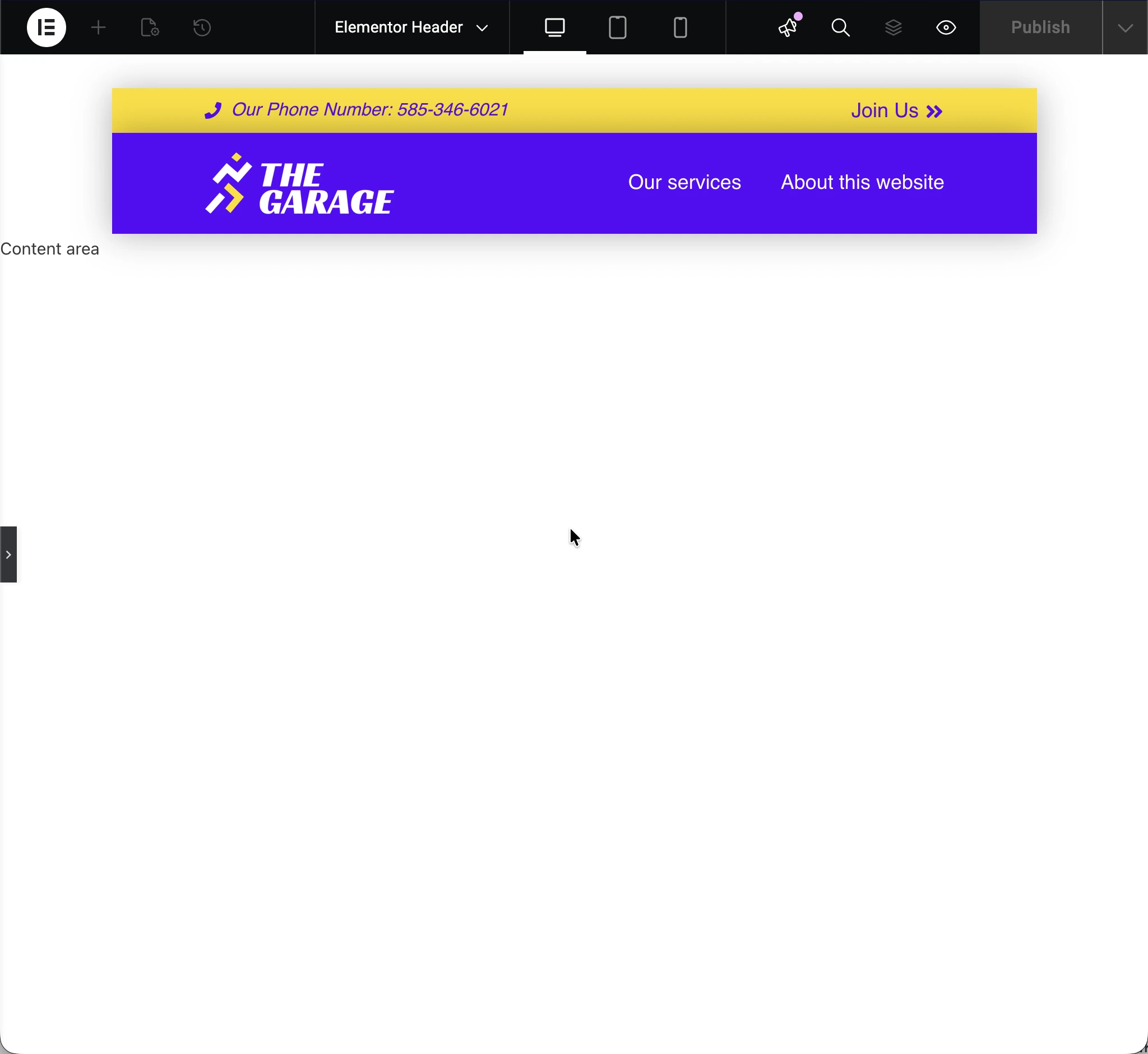 Mẫu header Elementor
